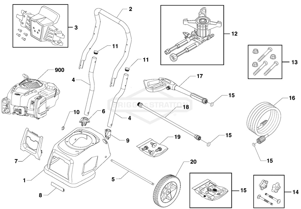 Briggs & Stratton pressure washer model 020683 replacement parts, pump breakdown, repair kits, owners manual and upgrade pump.